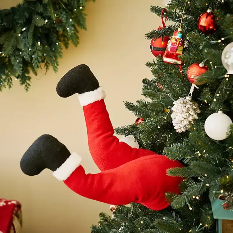 Christmas Tree Decorations>Kirklands Home Kicking Santa Legs Christmas Tree Decoration