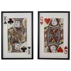 Kirklands Home King & Queen Card Framed Art Prints, Set of 2 Multi Hot