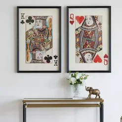 Kirklands Home King & Queen Card Framed Art Prints, Set of 2 Multi Hot