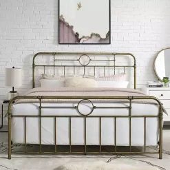 Kirklands Home King Size Bronze Pipe Bed Frame Brown Outlet