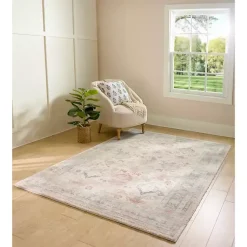Kirklands Home Kira Traditional Washable Area Rug, 5x8 Ivory Sale