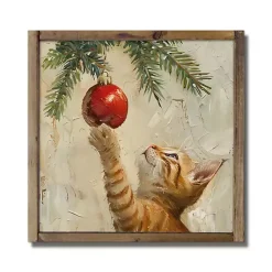 Christmas Art & Wall Decor>Kirklands Home Kitten and Ornament Framed Art Print