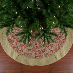 Christmas Tree Skirts & Collars>Kirklands Home Knit Burlap Poinsettia Tree Skirt