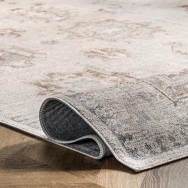 Kirklands Home Krystin Distressed Washable Area Rug, 5x8 Gray Clearance