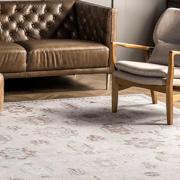 Kirklands Home Krystin Distressed Washable Area Rug, 5x8 Gray Clearance