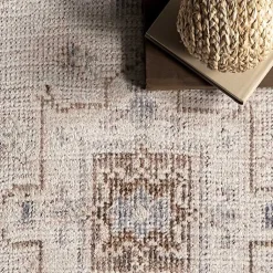 Kirklands Home Krystin Distressed Washable Area Rug, 5x8 Gray Clearance