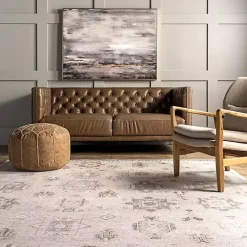 Kirklands Home Krystin Distressed Washable Area Rug, 5x8 Gray Clearance