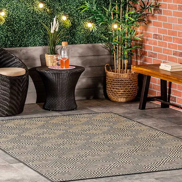Kirklands Home Kylie Gray Modern Abstract Outdoor Rug, 8x10 Outlet