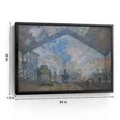 Kirklands Home La Gare Saint-Lazare Framed Canvas Art Print Blue Clearance