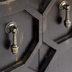 Kirklands Home Laini Distressed Modern Carved Cabinet Black Hot