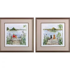 Kirklands Home Lake Dock Framed Art Prints, Set of 2 Multi Hot