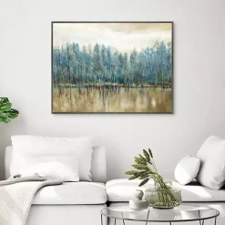 Kirklands Home Lakeside s Framed Canvas Art Print Blue Discount