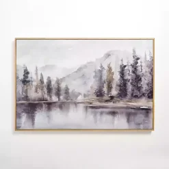 Kirklands Home Lakeside Trees Framed Canvas Art Print Gray Online