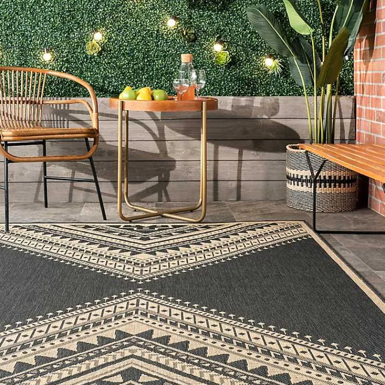 Kirklands Home Landy Dark Gray Aztec Outdoor Rug, 8x10 Online