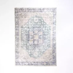 Kirklands Home Lara Blue Medallion Washable Area Rug, 5x8 Best