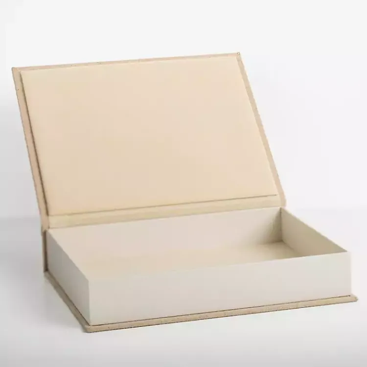 Baskets & Boxes>Kirklands Home Large Beige Linen Book Box Tan