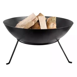 Kirklands Home Large Metal Fire Bowl with Tapered Legs Black Hot