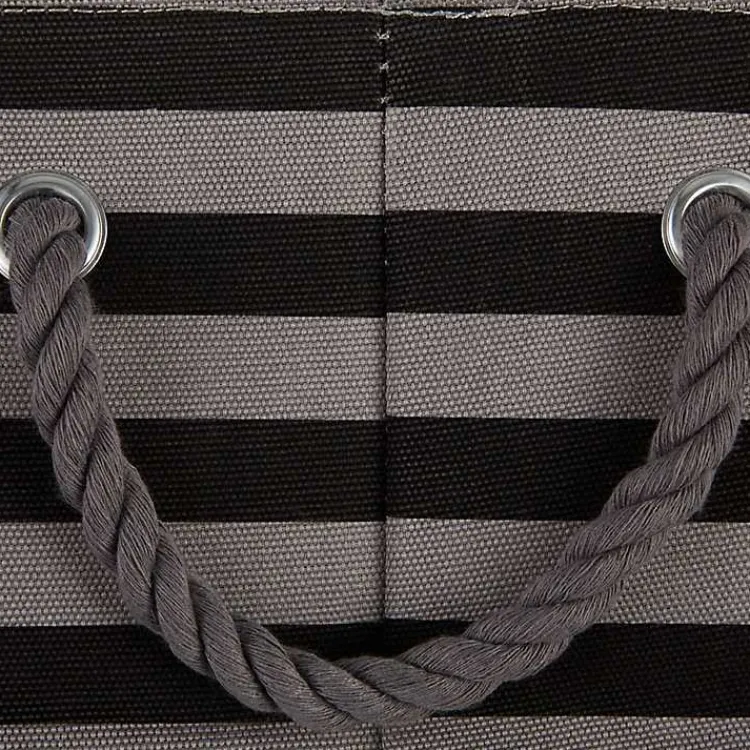 Baskets & Boxes>Kirklands Home Large Black Paw Patch Stripe Round Pet Basket