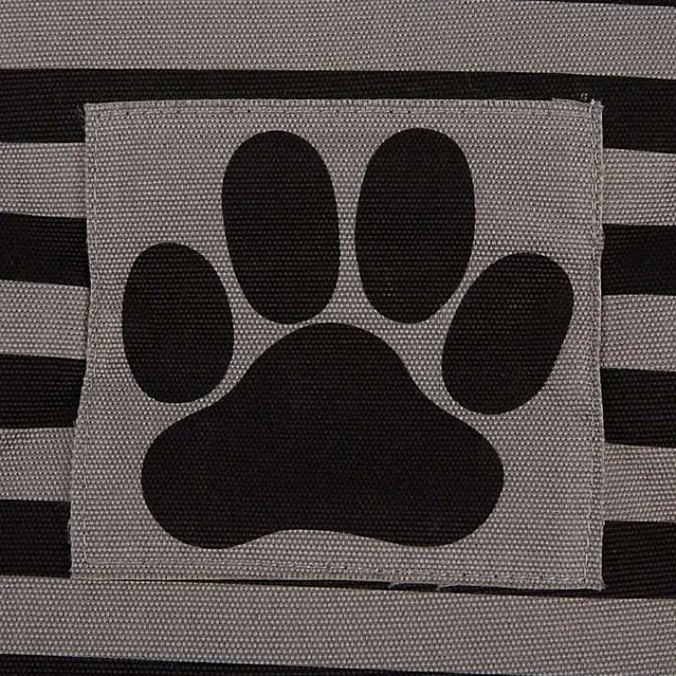 Baskets & Boxes>Kirklands Home Large Black Paw Patch Stripe Round Pet Basket