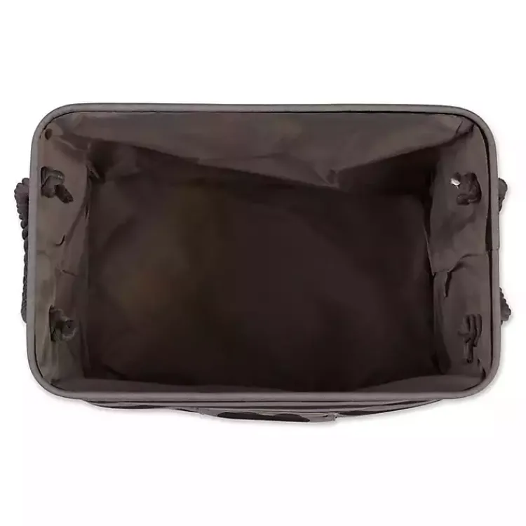 Baskets & Boxes>Kirklands Home Large Black Paw Print Striped Pet Basket