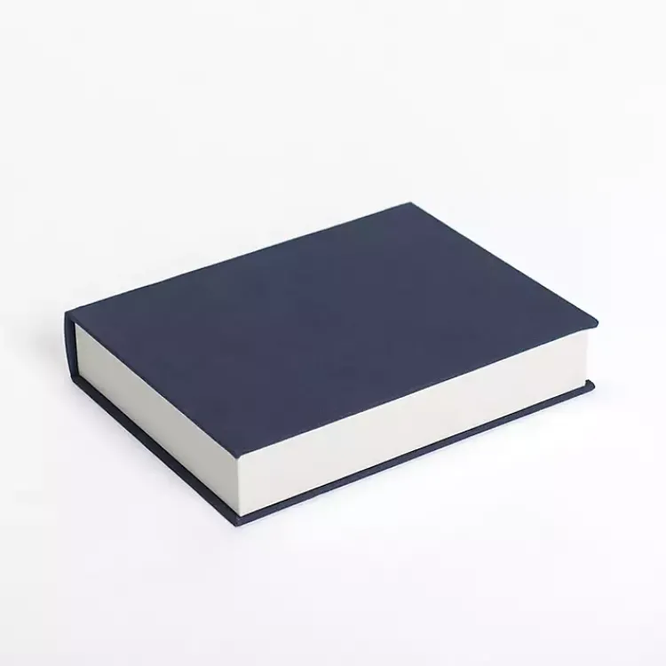 Baskets & Boxes>Kirklands Home Large Navy Linen Book Box Blue