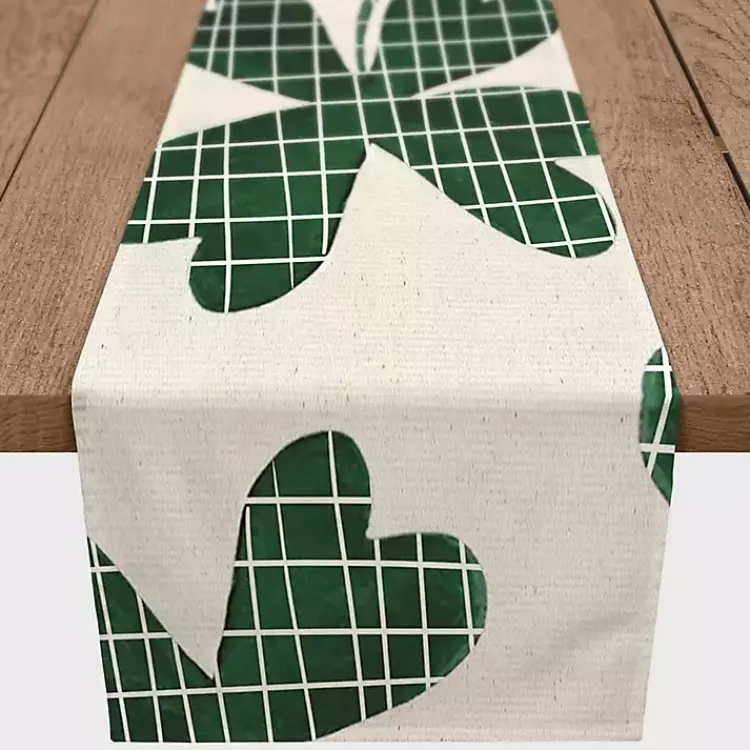 St Patricks Day Decorations>Kirklands Home Large Plaid Clover Table Runner, 72 in.
