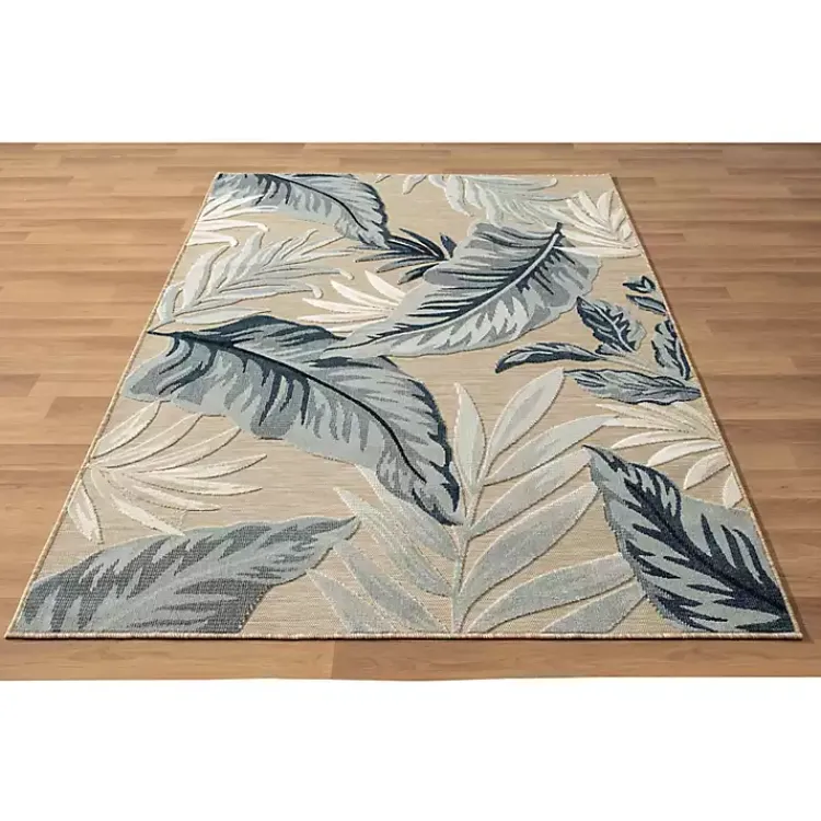 Kirklands Home Large Print Tropical Leaf Outdoor Area Rug, 5x7 Hot