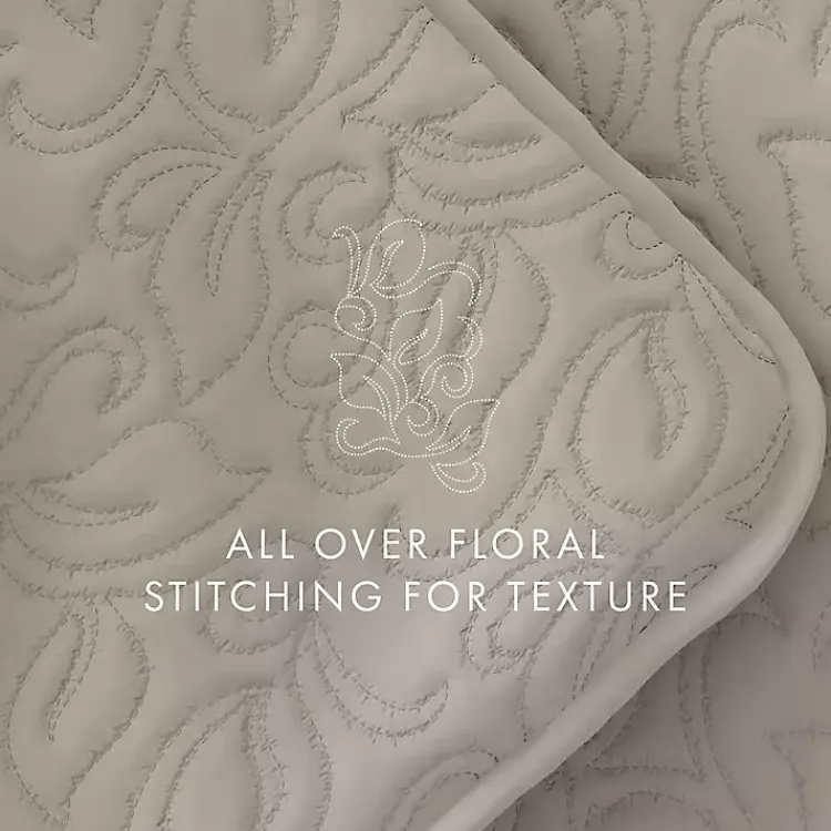 Kirklands Home Latte Floral Stitch 3-pc. Queen Quilt Set Tan Sale