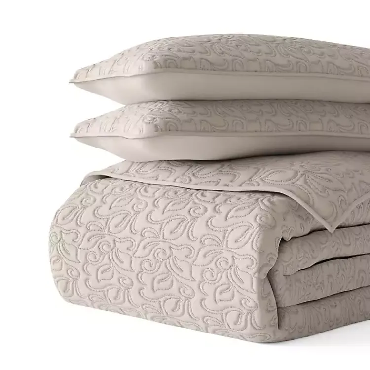 Kirklands Home Latte Floral Stitch 2-pc. Twin Quilt Set Tan Sale