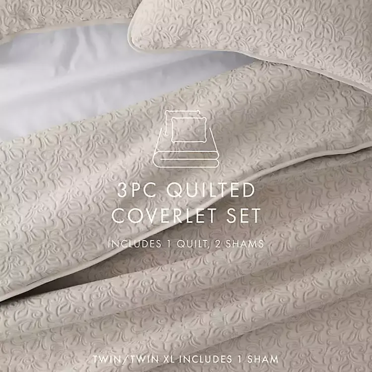 Kirklands Home Latte Floral Stitch 2-pc. Twin Quilt Set Tan Sale