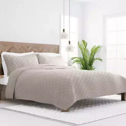 Kirklands Home Latte Stitched Diamond 3-pc. Queen Quilt Set Tan Sale
