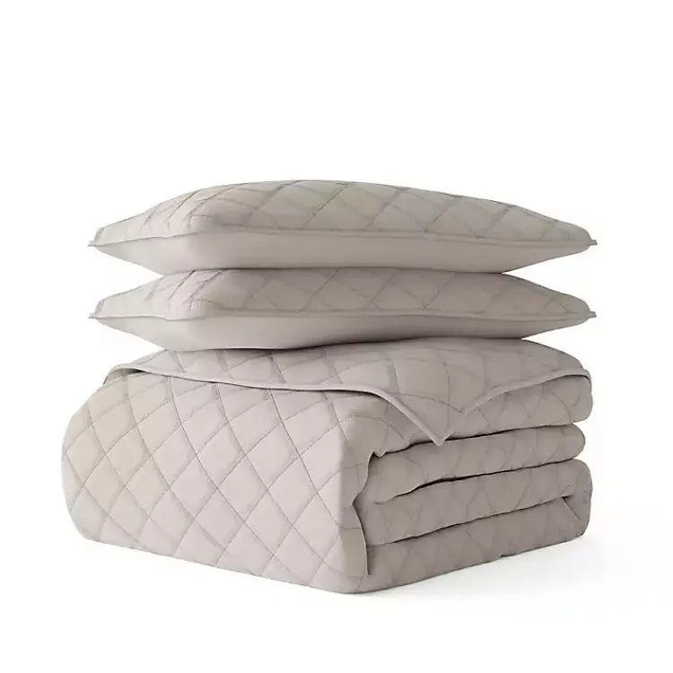 Kirklands Home Latte Stitched Diamond 3-pc. Queen Quilt Set Tan Sale