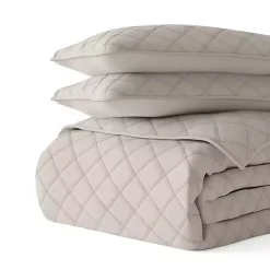 Kirklands Home Latte Stitched Diamond 3-pc. King Quilt Set Tan Outlet