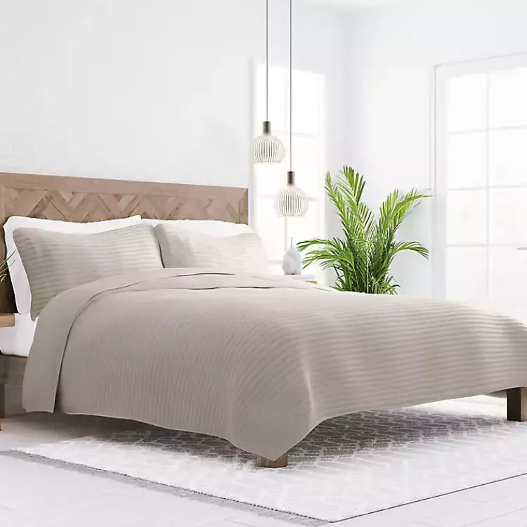 Kirklands Home Latte Stitched Stripes 2-pc. Twin Quilt Set Gray Discount