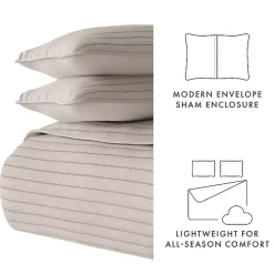 Kirklands Home Latte Stitched Stripes 3-pc. King Quilt Set Tan Hot