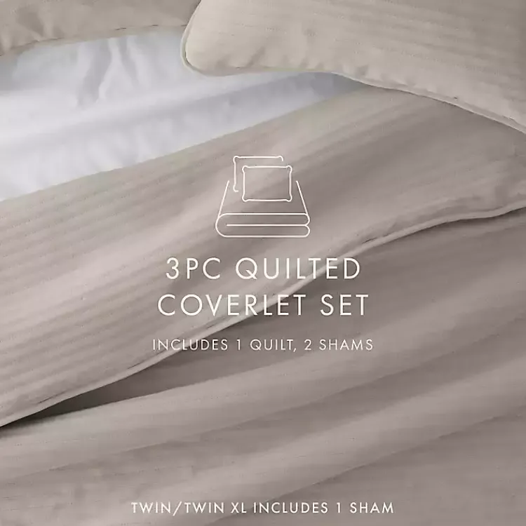 Kirklands Home Latte Stitched Stripes 3-pc. King Quilt Set Tan Hot