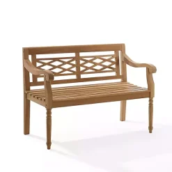 Kirklands Home Lattice Teakwood Slatted Outdoor Bench Tan Best