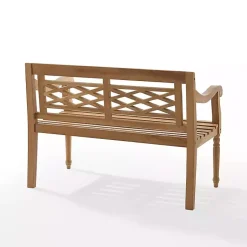 Kirklands Home Lattice Teakwood Slatted Outdoor Bench Tan Best