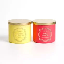 Candles>Kirklands Home Lava Citrus & Lemon Pound Cake 2-pc. Candle Set