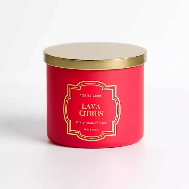 Candles>Kirklands Home Lava Citrus 14 oz. 3-Wick Jar Candle Pink