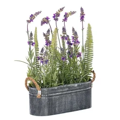 Arrangements & Greenery>Kirklands Home Lavender and Fern Arrangement in Iron Pot, 16 in.