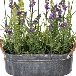 Arrangements & Greenery>Kirklands Home Lavender and Fern Arrangement in Iron Pot, 16 in.