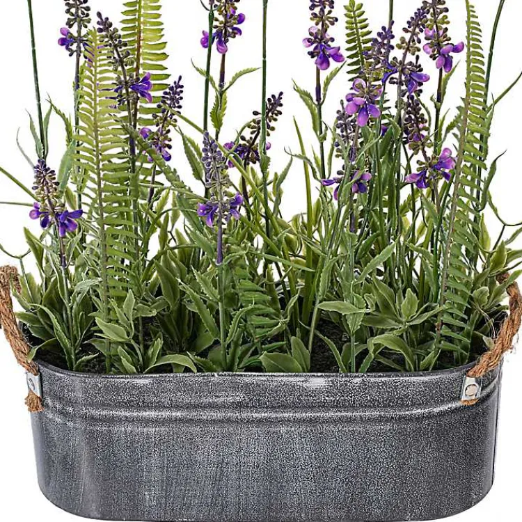 Arrangements & Greenery>Kirklands Home Lavender and Fern Arrangement in Iron Pot, 16 in.
