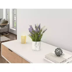 Arrangements & Greenery>Kirklands Home Lavender Arrangement in Marbled Ceramic Planter