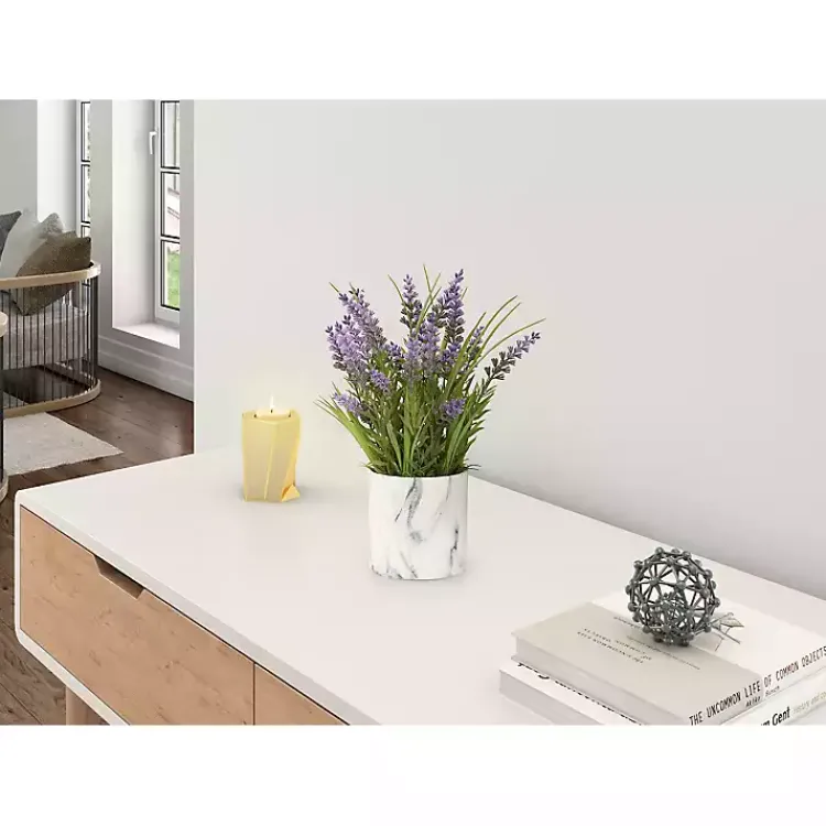 Arrangements & Greenery>Kirklands Home Lavender Arrangement in Marbled Ceramic Planter