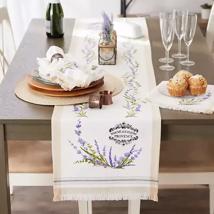 Kirklands Home Lavender Garland Cotton Table Runner Hot