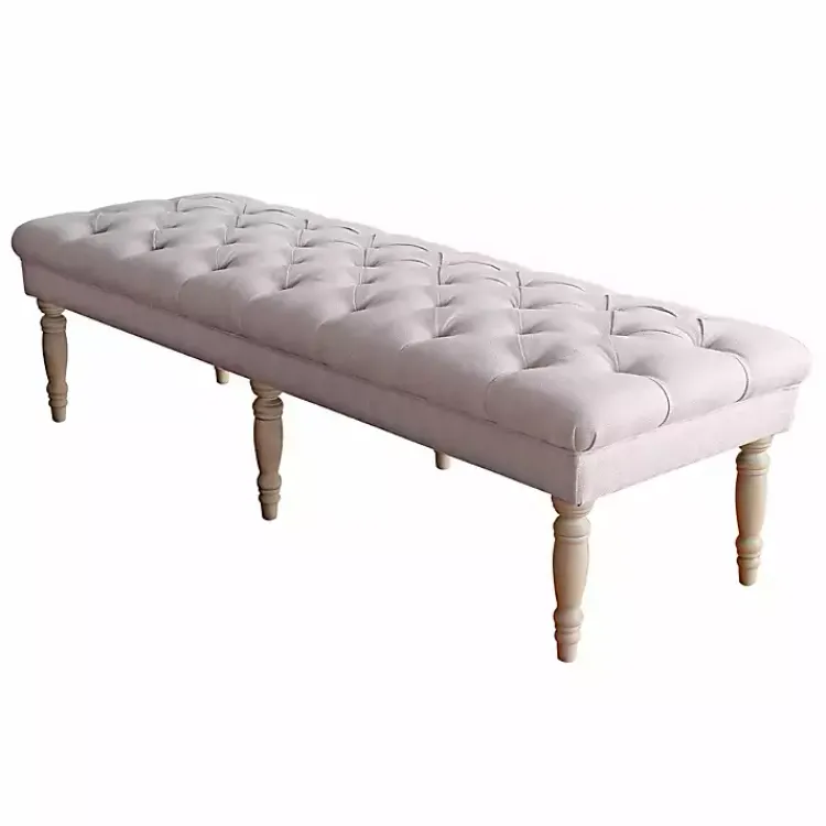 Kirklands Home Layla Natural Button Tufted Bench Tan Hot