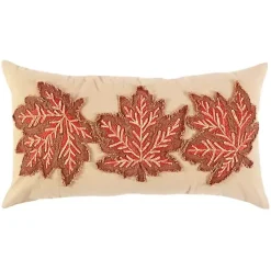 Fall>Kirklands Home Leaf Patterned Harvest Lumbar Pillow