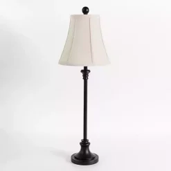 Kirklands Home Leah Black Candlestick Buffet Lamp White