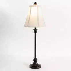 Kirklands Home Leah Black Candlestick Buffet Lamp White